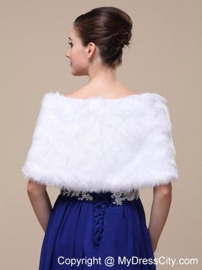 Rabbit Fur Special Occasion / Wedding Shawl In Ivory With Off The Shoulder